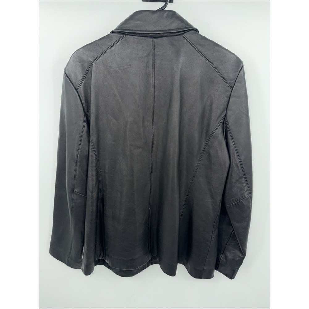 Worthington Women's Black Genuine Lambskin Leather Full Zip Jacket Size Large - Picture 4 of 5